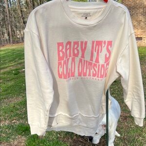 Simply Southern Cream Sweatshirt with Pink 'Baby It's Cold Outside' Graphic